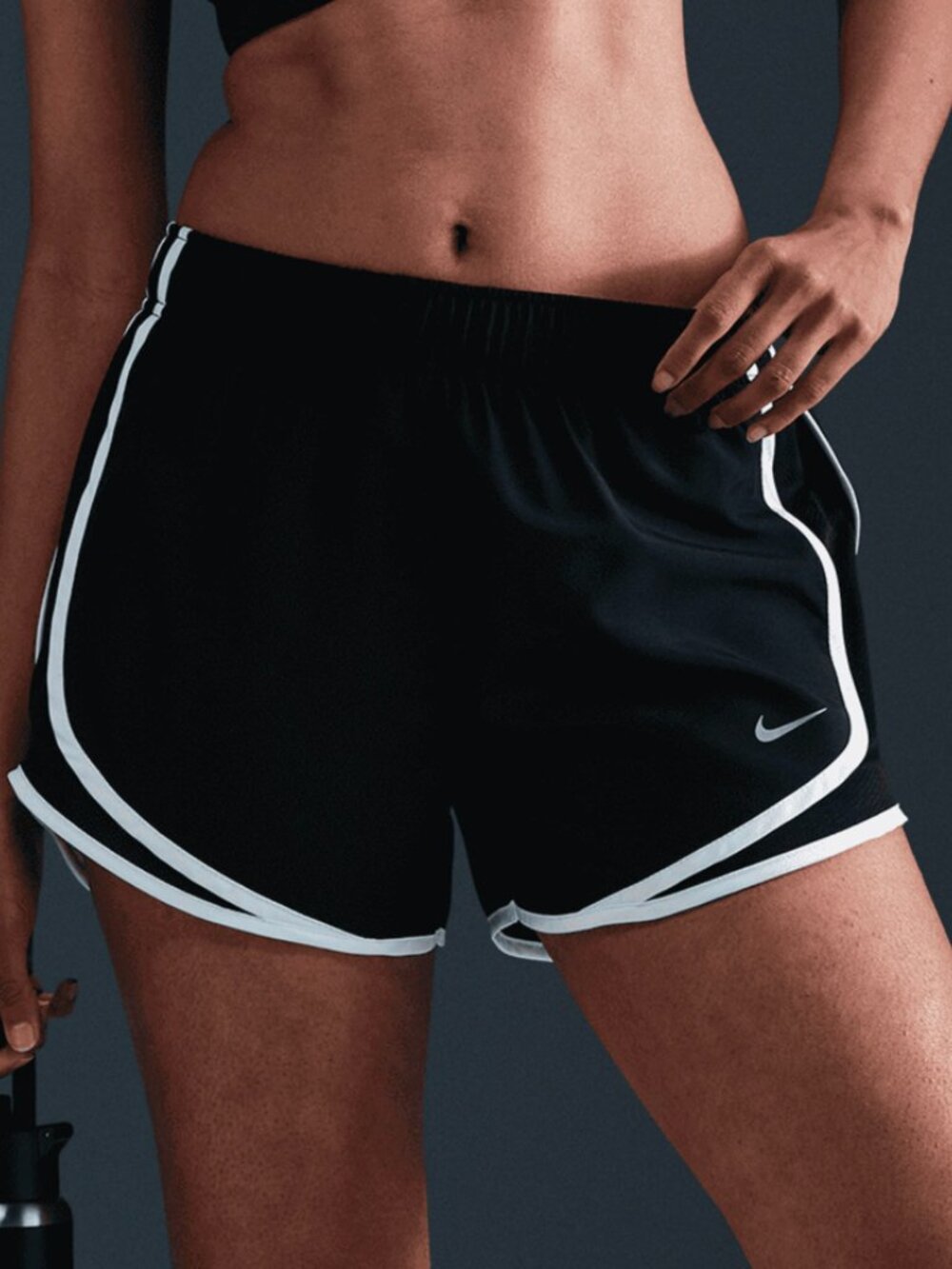 Nike Tempo Running Shorts Women's Size Large Black White Trim Athletic